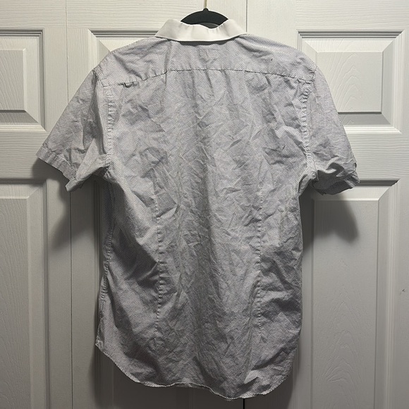 Express White Short Sleeve Polka Dot Button Up Size Large - Picture 4 of 4